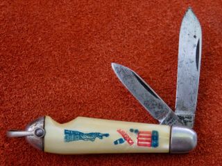 Vintage Antique Folding Pocket Knife Hammer Brand Miniature America Liberty Fob