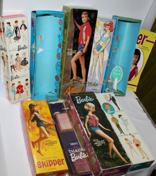 9 Vintage Barbie Boxes,  Skipper,  Midge Ken Allan Francie And P.  J. ,  Skipper Book