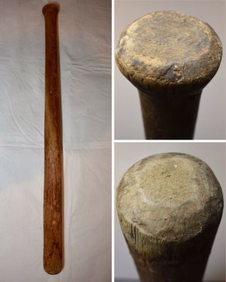 Antique Early 1900 Hand Carved Primitive Wood Hardwood Softball Baseball Bat 34”