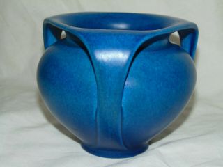 Stylish Design Antique C1915 Royal Lancastrian Blue Pottery 3 Handled Jardiniere