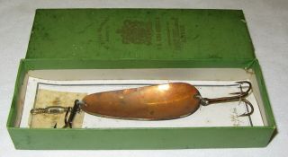 Antique Old Vintage Fishing Lure Hardy Kidney Spoon 2 3/4 " Carded With His Box.