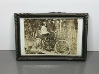 Rare Antique 1908 Indian Motocycle Photograph Old M/c Penna Plate Motorcycle