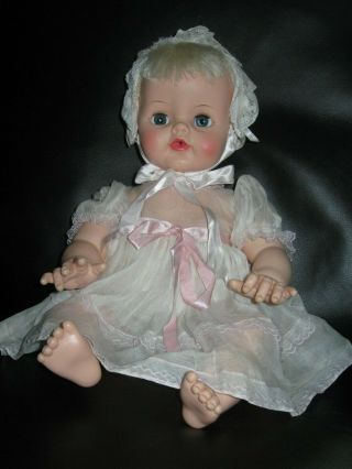 Vintage Effanbee Baby Doll 1960 - Soft Vinyl - Clothes - 20 " - Blows Air