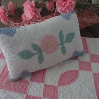Darling Vintage Baby Or Doll Pillow 7x11 Marie Webster Applique Floral
