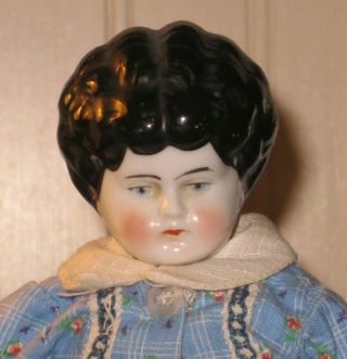 German Antique China Turned Head Doll Circa 1870 ' s/,  - in Vintage Clothes 3