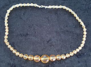 Yellow & orange glass vintage Art Deco antique long necklace 2