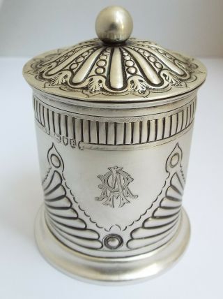 Lovely Rare English Antique Victorian 1880 Solid Sterling Silver Tea Caddy