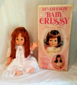 Vintage 1972 Ideal Corp.  23 " Lifesize Baby Chrissy With Growing Hair And Box