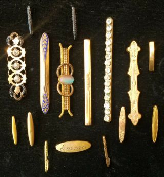 Antique Victorian Bar Pins Assortment Of (16) Small One With Name " Emma "