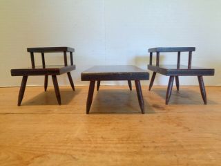 Vintage Mid - Century Modern Barbie Doll Furniture 3 Tables & 3 Chairs 6 Piece Set 4