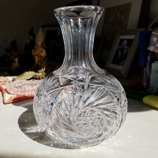Antique American Brilliant Vase Cut Glass Crystal 8” Heavy 3 Lbs