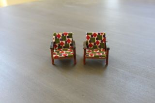 Vintage Wood Dollhouse Chairs 1960 