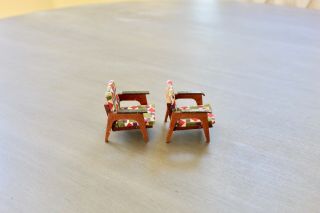 Vintage Wood Dollhouse Chairs 1960 ' s Very Retro Set of 2 2