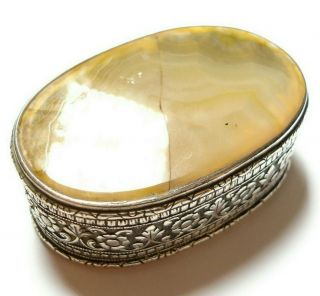 Antique Victorian Silver And Agate Trinket Box Af