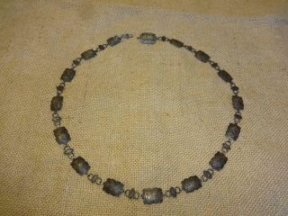 Antique Hand Made Sterling Silver Concho Necklace 30 " Long