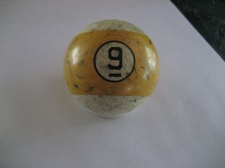 Vintage Clay Pool / Billiard Ball 9 Nine - Old Antique - 2.  25 "
