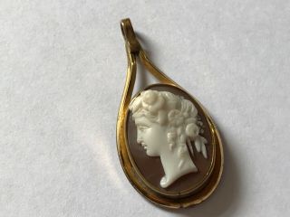 Antique Victorian 1890’s 9 Ct Rolled Gold Greek Roman Cameo Pendant.