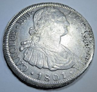 1801 Spanish Potosi Silver 8 Reales Eight Real Antique Colonial Era Dollar Coin