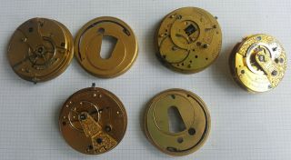 Four Antique Pocket Watch Movements Inc 2x Verge Fusee