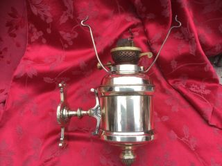 Stunning Large Antique Wall Mount Oil Lamp Drop In Brass And Copper Font