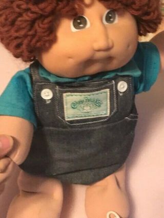 Cabbage Patch Kids 16 " Boy Doll In Overalls/ Green Shirt/ Shoes Red Hair