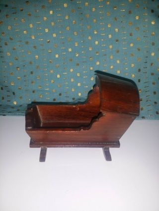 Tynietoy Mahogany Hooded Cradle Vintage Dollhouse Wood For Baby