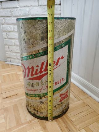 Vintage 19 " X 10 " Metal Miller High Life Beer Trash Can Hard To Find