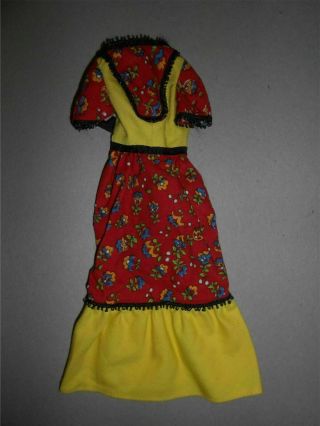 Vintage Barbie Sears Exclusive 1974 Clothing Rare Red Yellow Peasant Dress
