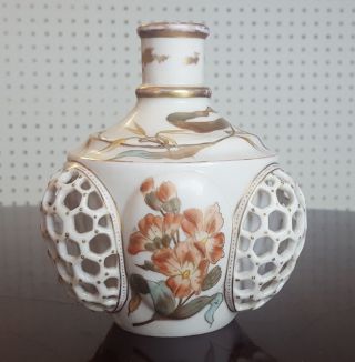 Antique Rudolstadt Porcelain Bud Vase 19 C.  Mark Hand Painted Floral German