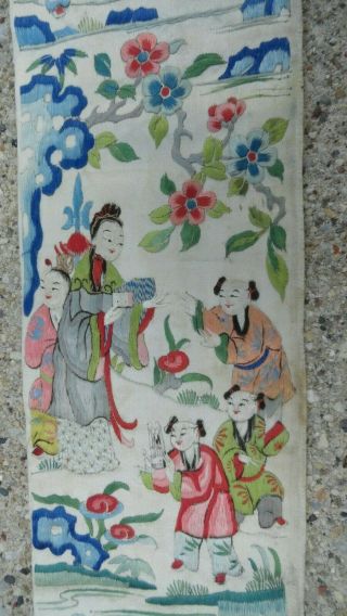 2 antique chinese silk textile embroidery robe sleeve panels old hand made asian 3
