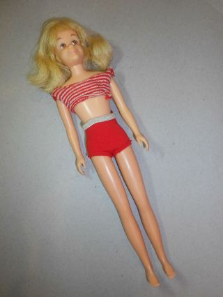 Vintage Barbie Platinum Blonde Skooter Scooter Doll With Pink Skin W/ Swimsuit