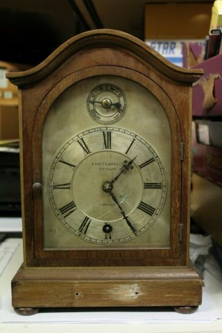 Antique S.  Smith And Son Ltd Mantel Piece Clock (glass Is Cracked)