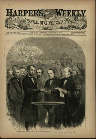 Abraham Lincoln 2nd Inauguration 1865 Antique Civil War Wood Engraved Print