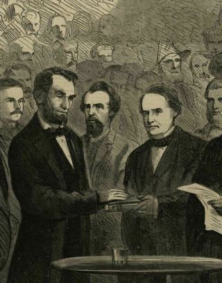 Abraham Lincoln 2nd Inauguration 1865 antique Civil War wood engraved print 2