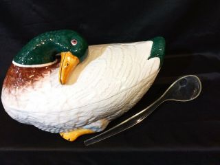 Large Vtg Bassano Italian Ceramic Figural Goose Duck Soup Tureen Cavalli Serving