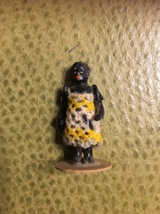 Antique All Bisque 1 3/4 " Black Miniature Doll Moving Arms