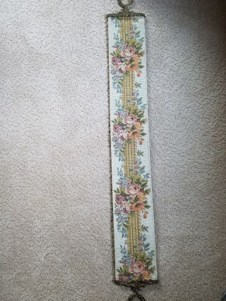 Vintage Corona Decor Co.  Victorian Floral Tapestry And Brass Wall Hanging