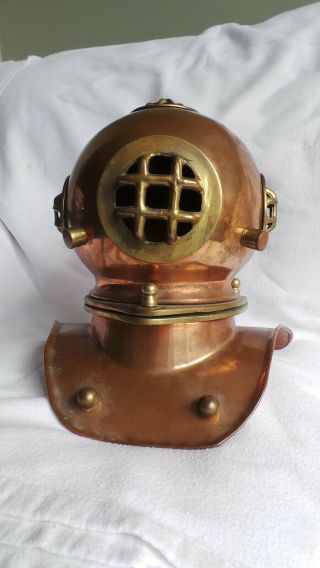 Copper And Brass Antique Style Maritime Diving 9  Scuba Helmet Ornament