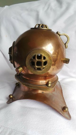 Copper and Brass Antique Style Maritime Diving 9  Scuba Helmet Ornament 2