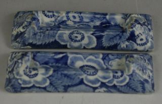 Antique Pottery Pearlware Blue Transfer Spode Blossom Pattern Knife Rests 1825 2