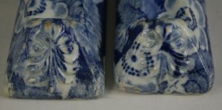 Antique Pottery Pearlware Blue Transfer Spode Blossom Pattern Knife Rests 1825 3