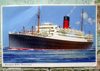 Vintage Ss Rms Franconia Cunard White Star Line Ocean Liner Postcard