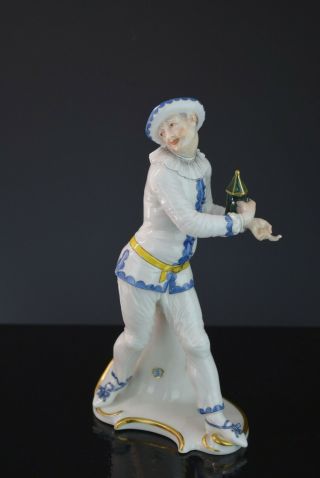 Nymphenburg German Porcelain Figurine " Pierrot With Latern " Design By Bustelli