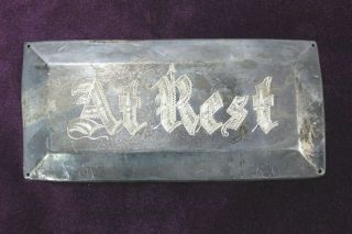Antique Casket Coffin At Rest Silver Metal Plate