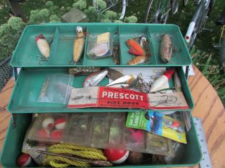 Vintage Liberty Metal Tackle Box Full Of Old Fishing Gear & Lures 5