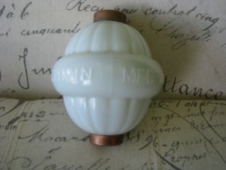 W.  C.  Shinn Mfg Belted White Milk Glass Old Lightning Rod Ball