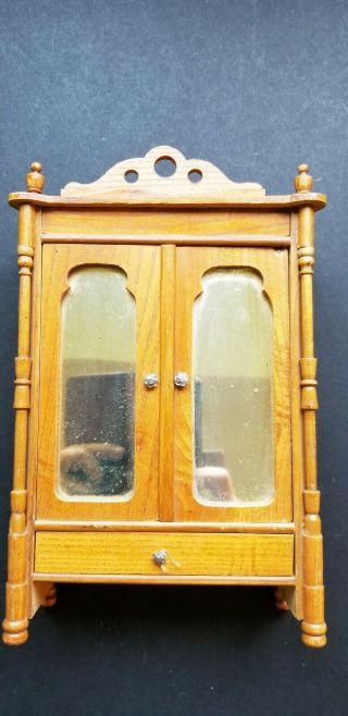 Antique Dollhouse Miniature Schneegas Golden Oak Large Scale Armoire With Mirror