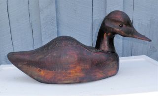 Antique Vintage Duck Decoy Hand Carved Solid Wood Wooden Collectible