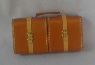 Miniature Vintage Luggage Suitcase Leather Doll Prop Salesman Sample