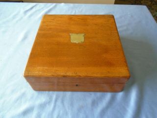 Antique Vintage Oak Wood Writing Box Stationery Desk Top Storage Sewing Box